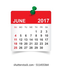 June 2017. Calendar vector illustration