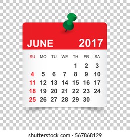 June 2017. Calendar vector illustration