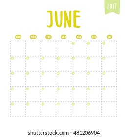 June 2017 schedule. Printable. Vector EPS10