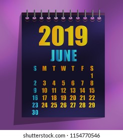 June 2019 calendar template