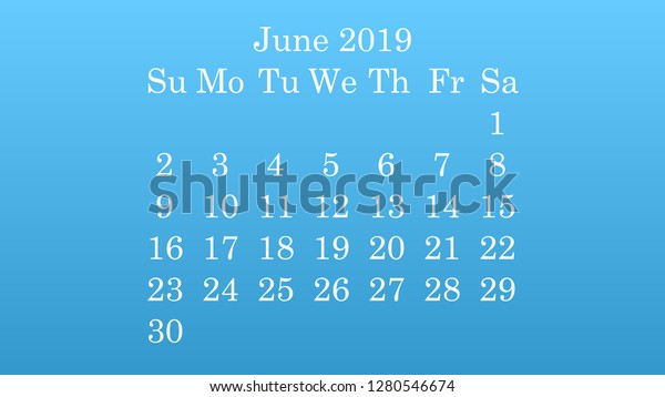 June 2019 Desktop Wallpaper Calendar 2019 Stock Vector