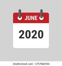 June 2020 Calendar Icon Flat Design