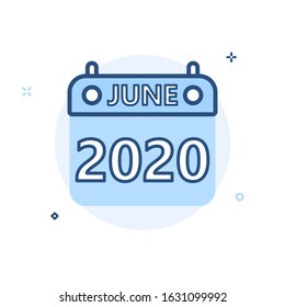 June 2020 calendar icon thin line minimal design vector illustration