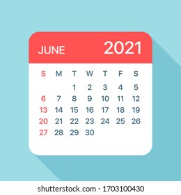 June 2021 Calendar Leaf - Illustration. Vector graphic page