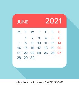 June 2021 Calendar Leaf - Illustration. Vector graphic page