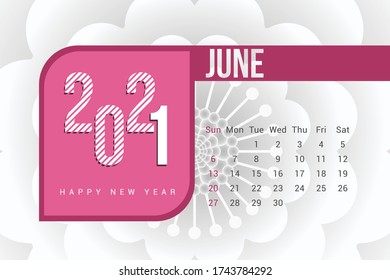 June 2021 Calendar Template Design with white Background. Week starts on Sunday. Calendar 2021 template Design Vector.