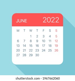 June 2022 Calendar Leaf - Illustration. Vector graphic page