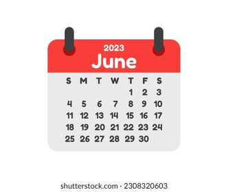 June 2023 calendar. Calendar with dates. Cartoon simple vector callendar illustration.