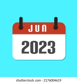 Icono de calendario JUNIO 2023, ilustración plana, diseño mínimo. Usar para elementos de diseño web, app, móvil y de arte.