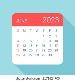 June 2023 Calendar Leaf - Illustration. Vector graphic page