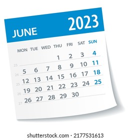 June 2023 Calendar Leaf - Illustration. Vector graphic page