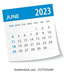 June 2023 Calendar Leaf - Illustration. Vector graphic page