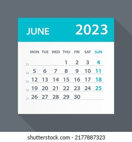 June 2023 Calendar Leaf - Illustration. Vector graphic page