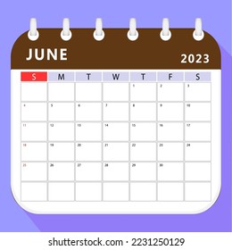 June 2023 calendar planner template. Vector design.