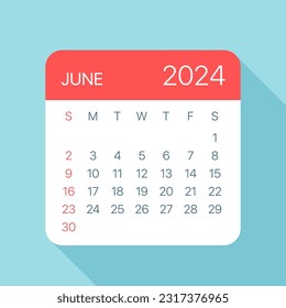 June 2024 Calendar Leaf - Illustration. Vector graphic page