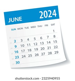 June 2024 Calendar Leaf - Illustration. Vector graphic page