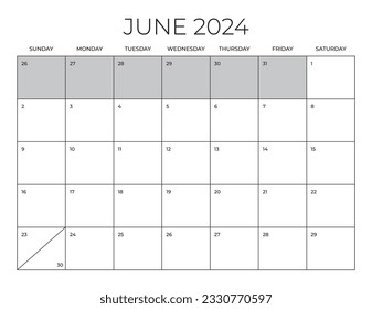 June 2024 Office Calendar, Blank Calendar Template, Home Office Monthly Planner, Letter Size Calendar