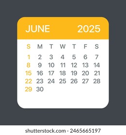 June 2025 Calendar Leaf - Illustration. Vector graphic page