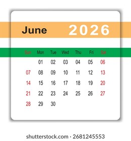 June 2026 Desk Calendar Design Template
