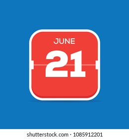 June 21 Calendar Flat Icon