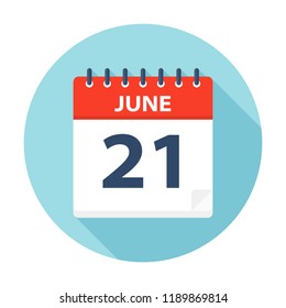 June 21 - Calendar Icon - Vector Illustration