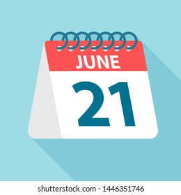 June 21 Calendar Icon Vector Illustration Stock Vector (Royalty Free ...