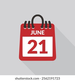 June 21 Calendar icon vector illustration.