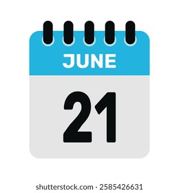 june 21 calendar icon Vector page month design