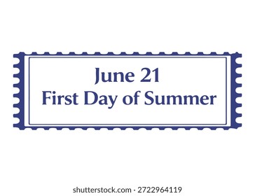 June 21 First Day of Summer postage stamp vector icon on a white background
Vector postage stamp on a white background