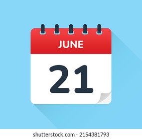 June 21 Vector Flat Design Daily Stock Vector (Royalty Free) 2154381793 ...