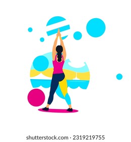 June 21 world yoga day, people doing yoga flat illustration