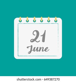 June 21.Calendar icon.