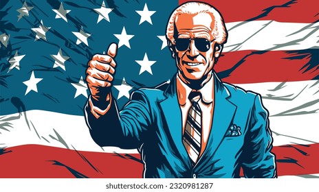 June 21st 2023: Portrait of Joe Biden Standing proudly in front of the U.S Flag.
