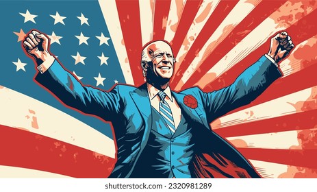 June 21st 2023: Portrait of Joe Biden Standing proudly in front of the U.S Flag.