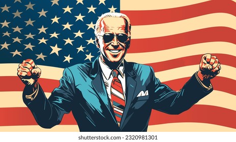 June 21st 2023: Portrait of Joe Biden Standing proudly in front of the U.S Flag.