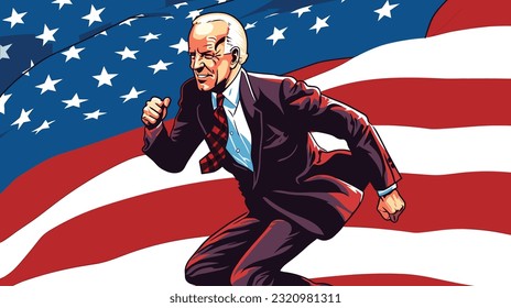 June 21st 2023: Portrait of Joe Biden Standing proudly in front of the U.S Flag.