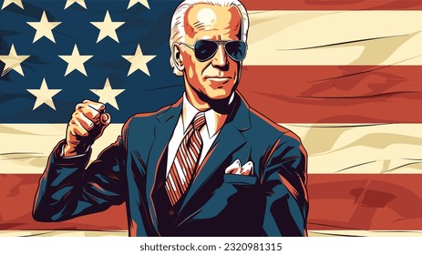 June 21st 2023: Portrait of Joe Biden Standing proudly in front of the U.S Flag.