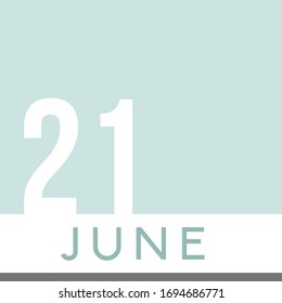 June 21st Minimal Calendar Neutral Color. Vector illustration