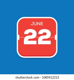 June 22 Calendar Flat Icon