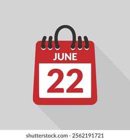 June 22 Calendar icon vector illustration.