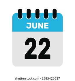 june 22 calendar icon Vector page month design