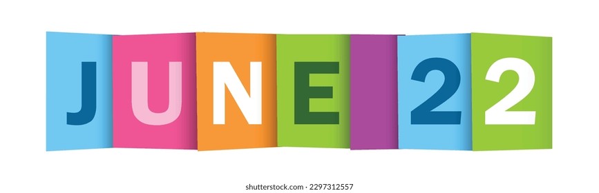 Cartel de la tipografía vectorial colorida del 22 de junio