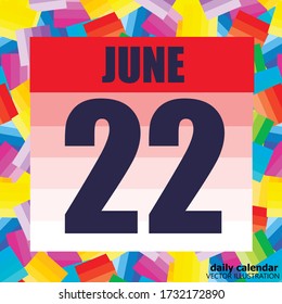 Icono del 22 de junio. Para planear un día importante. Cartel para las vacaciones y días especiales. Veintidós de junio. Ilustración.