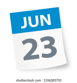 June 23 - Calendar Icon - Vector Illustration