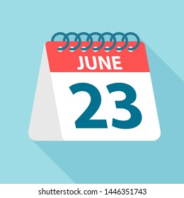 June 23 - Calendar Icon - Vector Illustration