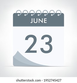 June 23 - Calendar Icon - Vector Illustration. Gray calendar.