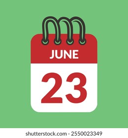 23. Juni Kalendersymbol, Vektorgrafik.