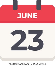 June 23 - Daily Calendar Icon in flat design style