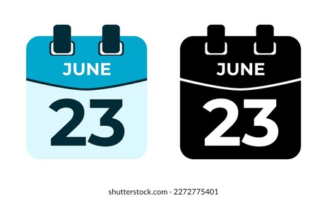 June 23 flat daily spiral calendar icon date vector image in matching color scheme. Suitable and perfect for design material, such as event or reminder. The best editable graphic resources.