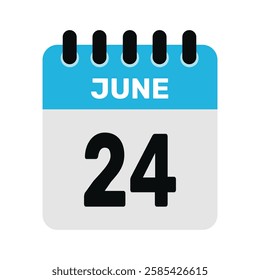 june 24 calendar icon Vector page month design